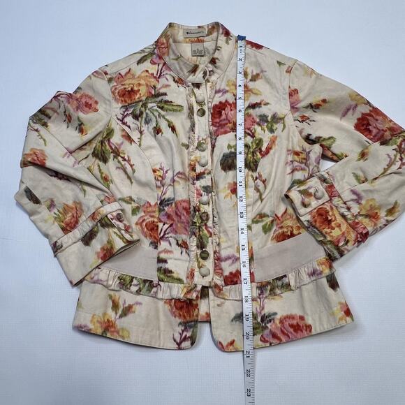 Elevenses Jacket Womens 0 Floral Print Button Front Peplum Hip Anthropologie - Picture 7 of 9